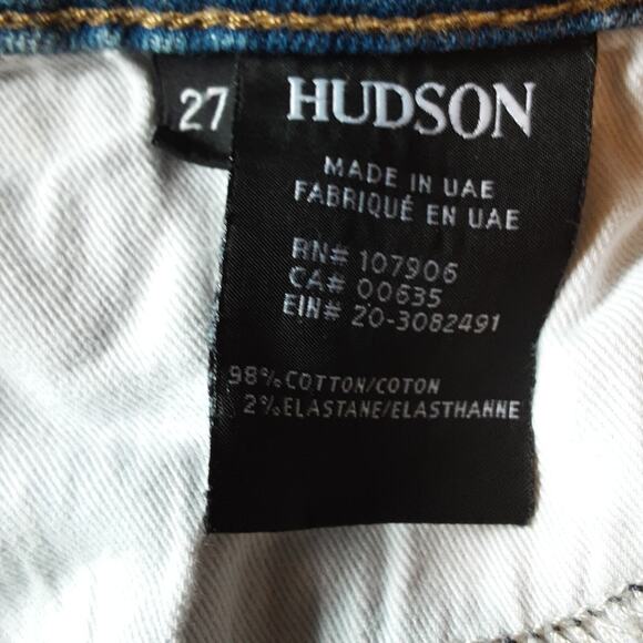 Revolve Hudson Jeans Zooey High Rise DP Cuff Straight Distress Raw Hem Jeans 27 - Picture 7 of 10